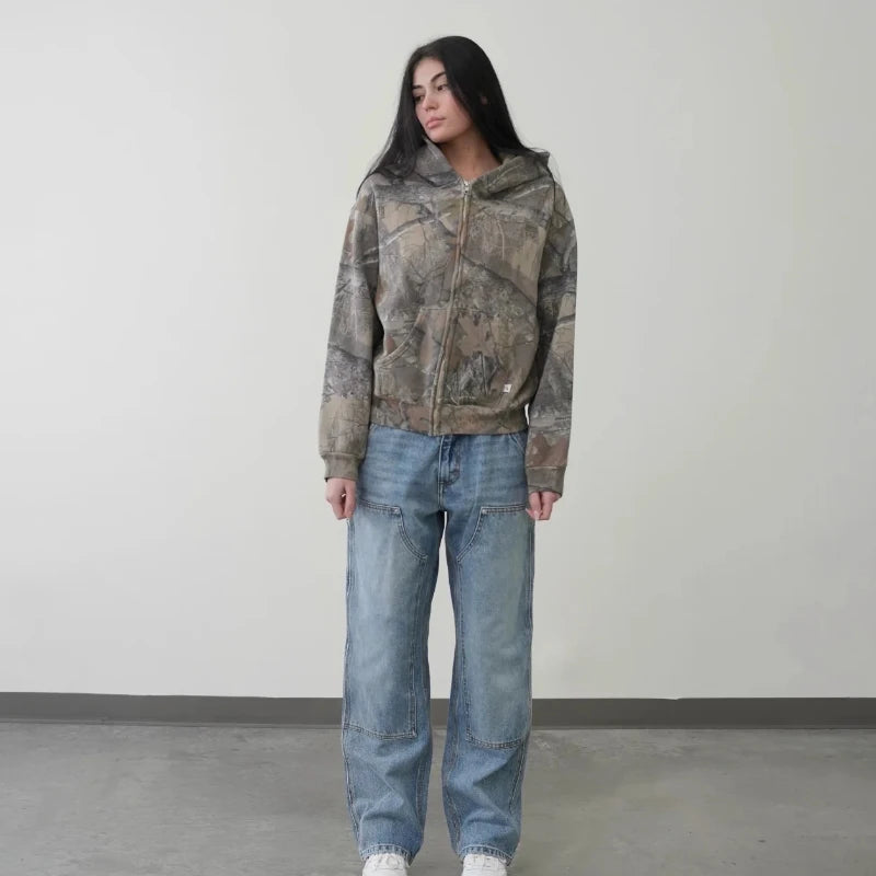 Hoodie Men & Woman Camouflage Pattern zipper